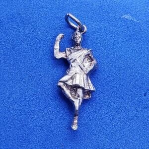 Vintage Sterling Silver Highland Dancer Charm Pendant Scottish Bagpiper Jewelry